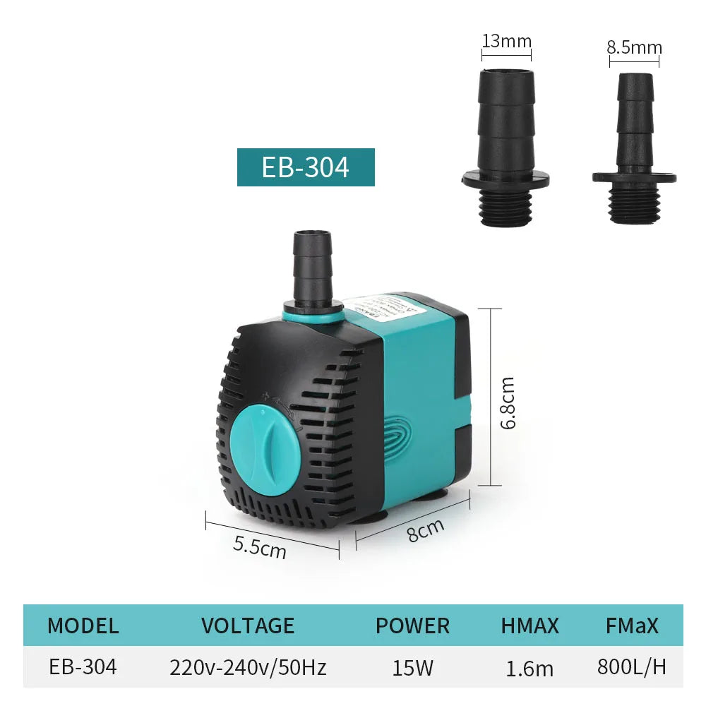 Ultra-Quiet Submersible Water Fountain Pump 3W–60W | EB-301 / EB-302 / EB-303 / EB-304 / EB-305 | 220–240V
