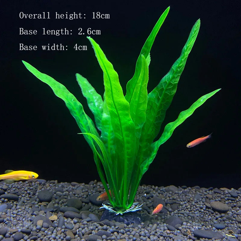 Artificial Underwater Aquarium Plant – Plastic Aquatic Shrub with Resin Base for Fish Tank Decoration