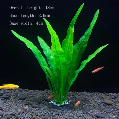 Artificial Underwater Aquarium Plant – Plastic Aquatic Shrub with Resin Base for Fish Tank Decoration