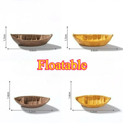 Mini Floating Boat Figurine – Resin Micro Landscape Ornament for Aquariums, Bonsai & DIY Terrarium Decoration