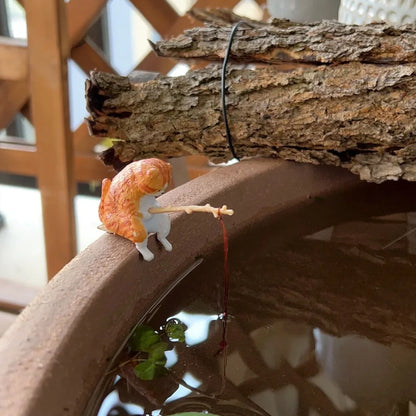 Cute Fishing Cat Aquarium Ornament – Mini Decorative Figurine for Aquascaping, Micro-Landscapes & DIY Tank Decor