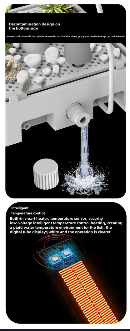 Smart Betta Fish Tank – Mini Desktop Self-Circulating Aquarium with Intelligent Heating, RGB Lighting & App Control (1.6L)