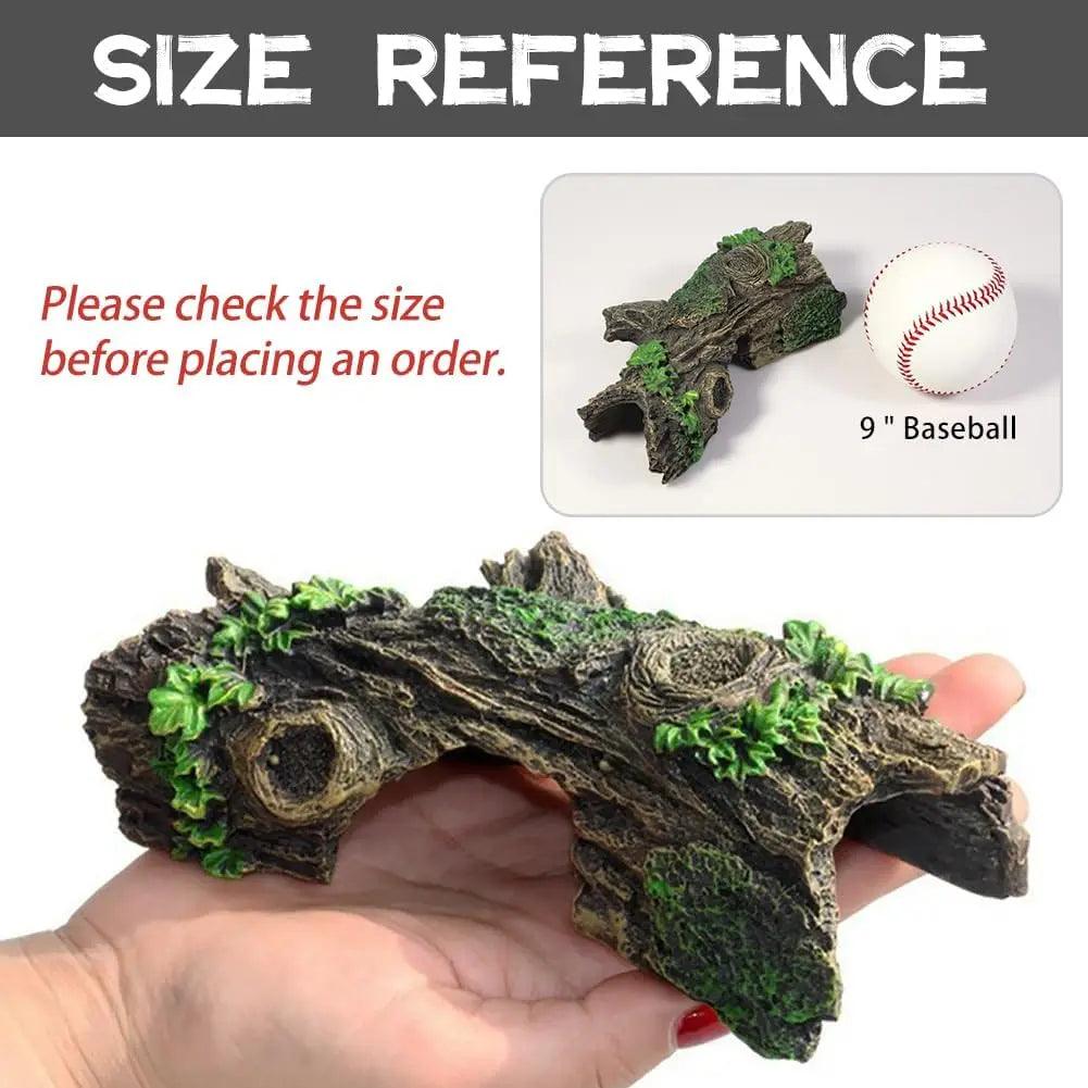 Hollow Tree Trunk Cave Ornament – Natural Aquarium Hideout for Fish & Shrimp, Reptile Shelter Decoration