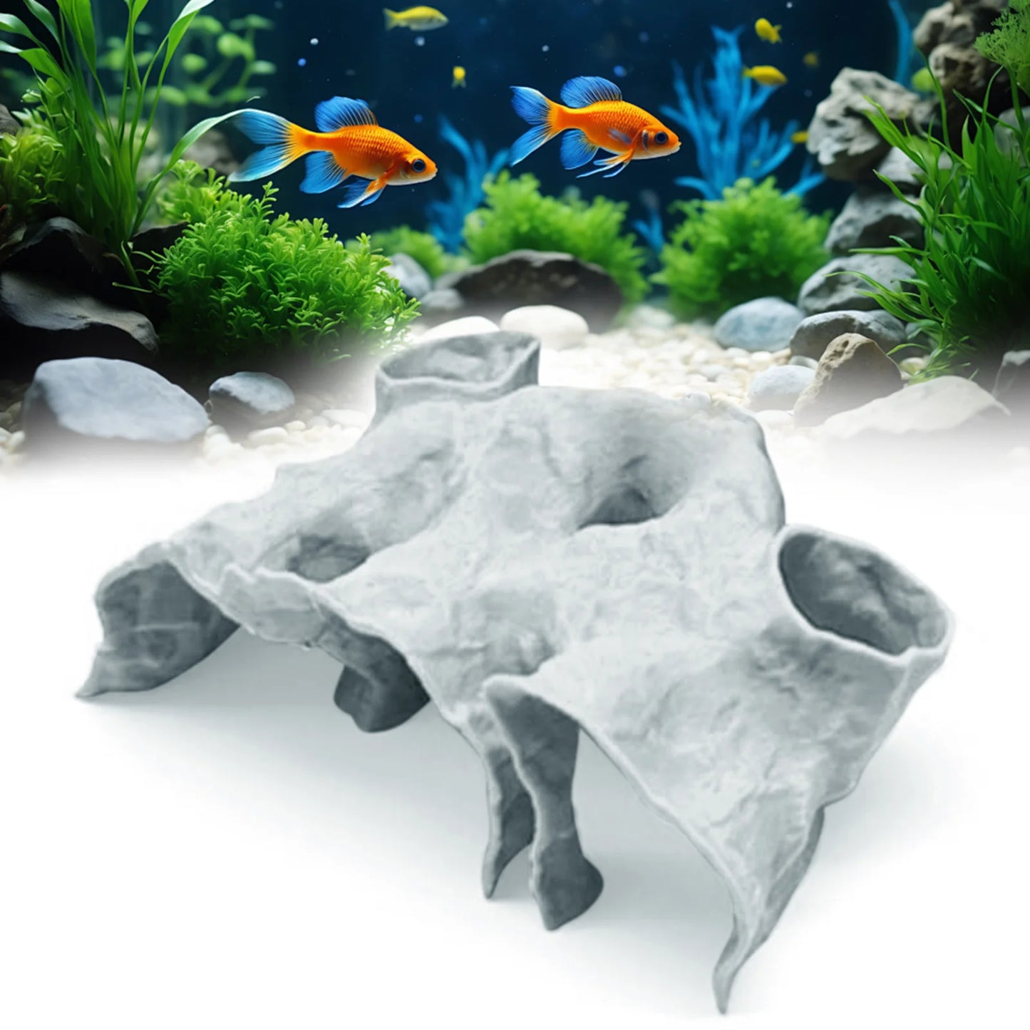 Gravel Tunnel Cave Aquarium Ornament – Smooth Resin Fish Hideout with Natural Curve Design