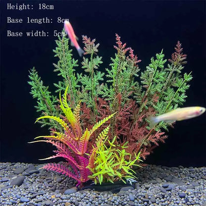 Artificial Underwater Aquarium Plant – Plastic Aquatic Shrub with Resin Base for Fish Tank Decoration
