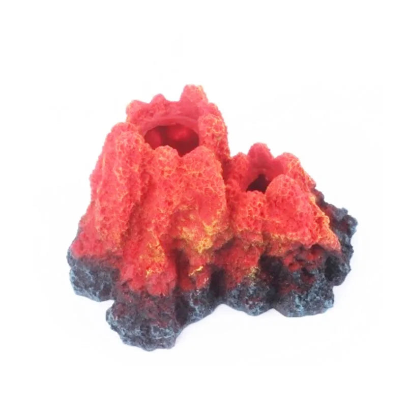 Resin Volcano Aquarium Ornament with Air Stone Chamber – Bubble Effect Decoration for Fish Tanks