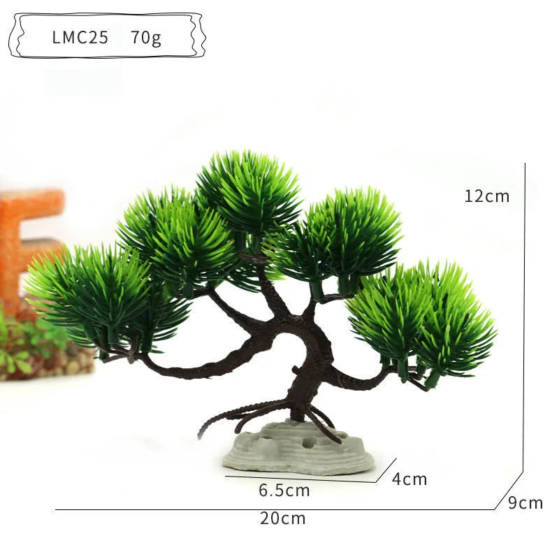 Artificial Aquarium Bonsai Tree – Resin Base with Lush Green Foliage for Aquascaping & Fish Tank Landscaping