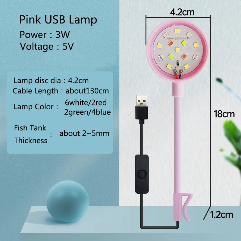 USB LED Aquarium Light – 3W Waterproof Mini Fish Tank Lamp for Underwater Lighting and Aquatic Plant Decor