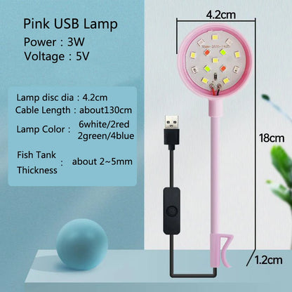 USB LED Aquarium Light – 3W Waterproof Mini Fish Tank Lamp for Underwater Lighting and Aquatic Plant Decor
