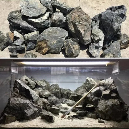 Natural Aquarium Rockery Stones – 100g / 250g / 500g Grey Stone Landscaping Decor for Fish Tanks & Aquascaping
