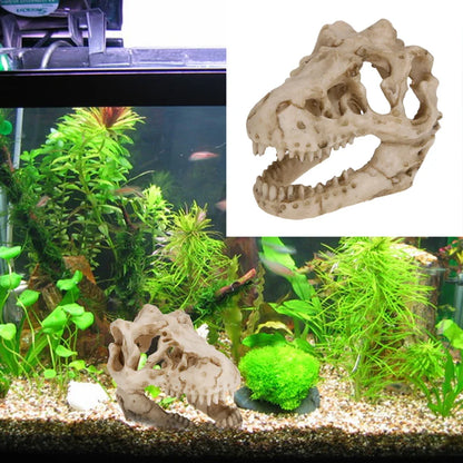 Resin Crocodile Skull Aquarium Decoration — Mini Dinosaur Fossil Ornament for Fish Tanks & Terrariums