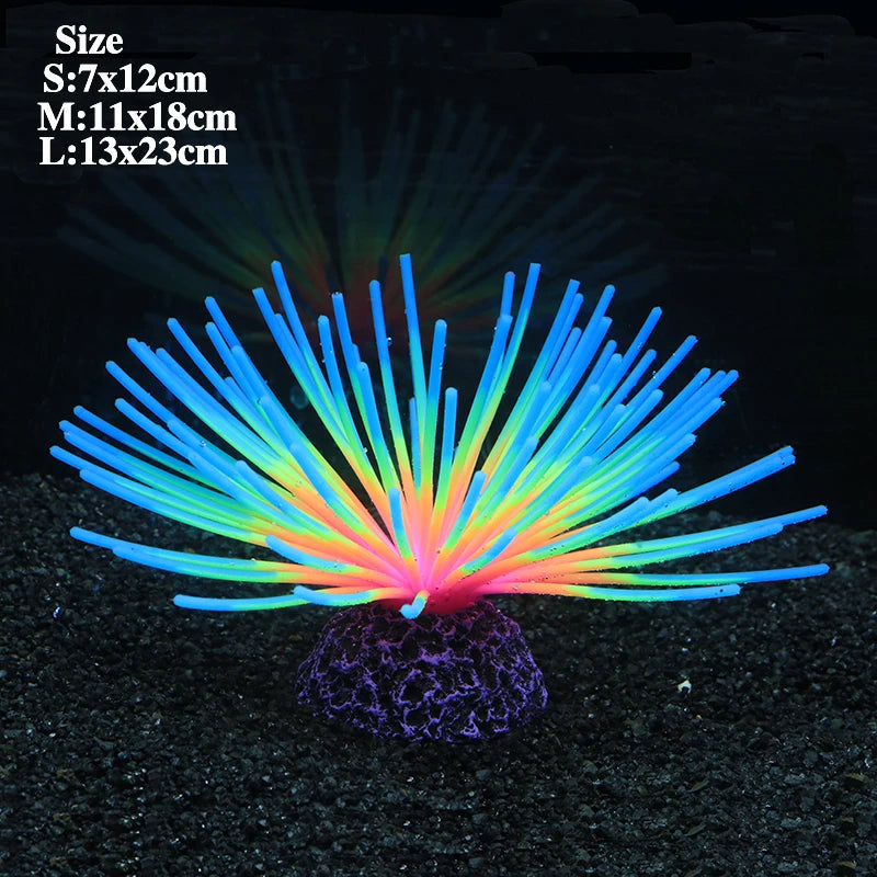 Fluorescent Silicone Sea Urchin Aquarium Ornament – Soft Glow Effect Fish Tank Decor for Vibrant Underwater Landscapes