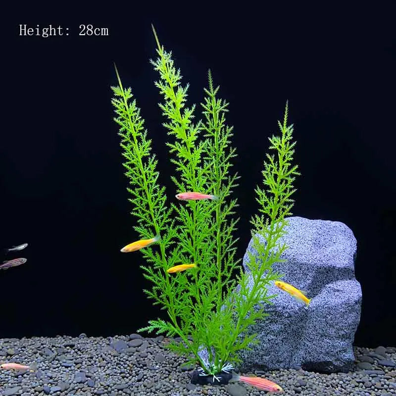 Artificial Underwater Aquarium Plant – Plastic Aquatic Shrub with Resin Base for Fish Tank Decoration