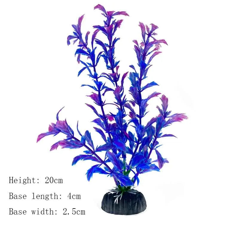 Artificial Underwater Aquarium Plant – Plastic Aquatic Shrub with Resin Base for Fish Tank Decoration