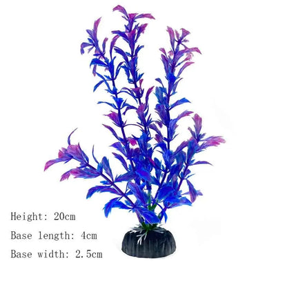 Artificial Underwater Aquarium Plant – Plastic Aquatic Shrub with Resin Base for Fish Tank Decoration