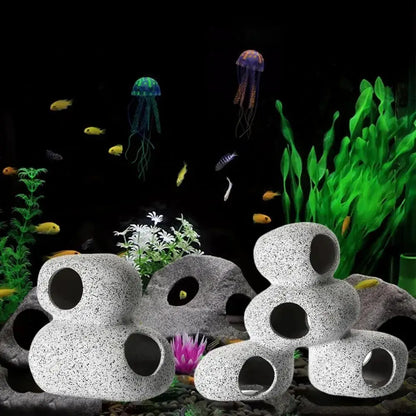 Clay Pot Aquarium Shelter – Ceramic Fish & Shrimp Cave Hideout for Natural Aquascape Decoration