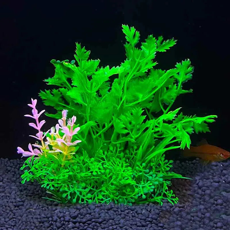 Artificial Underwater Aquarium Plant – Plastic Aquatic Shrub with Resin Base for Fish Tank Decoration