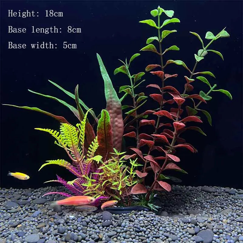 Artificial Underwater Aquarium Plant – Plastic Aquatic Shrub with Resin Base for Fish Tank Decoration