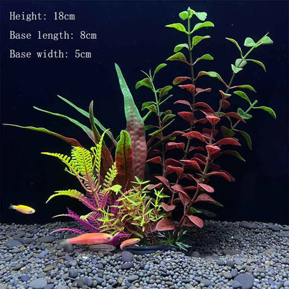 Artificial Underwater Aquarium Plant – Plastic Aquatic Shrub with Resin Base for Fish Tank Decoration