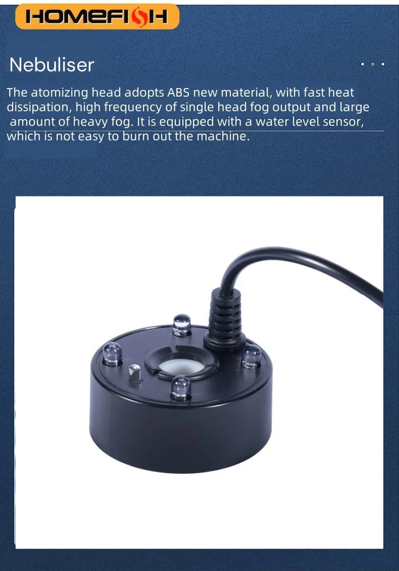 5V USB Mist Maker – Ultrasonic Fogger Atomizer for Aquariums, Ponds & Water Features with 4-LED Lights