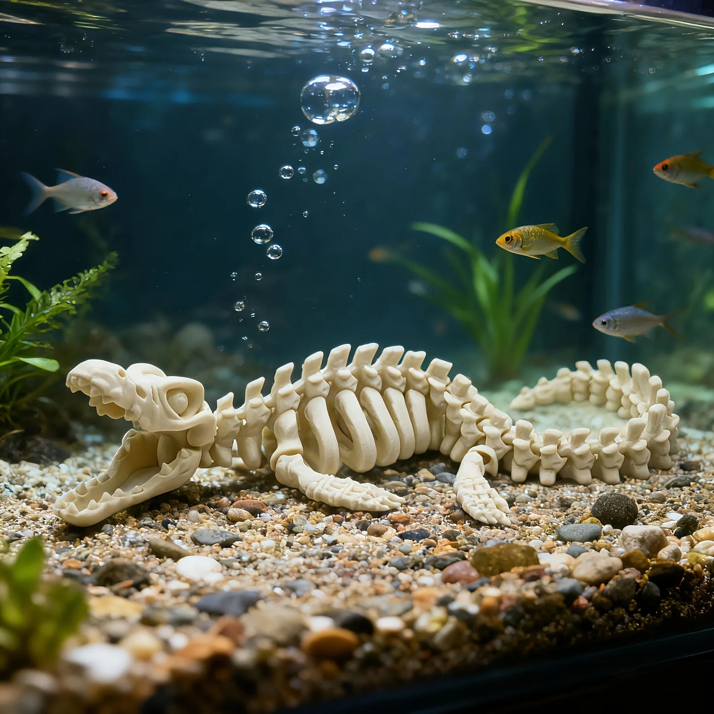 Realistic Mosasaurus Skeleton Replica – Dinosaur Aquarium Ornament for Marine & Fish Tank Displays
