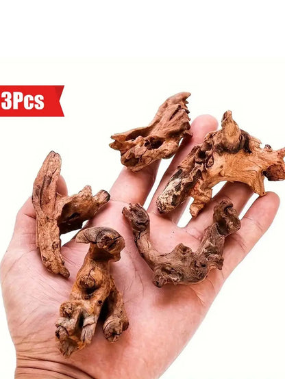 5–10cm Natural Driftwood Tree Trunk – Aquarium Decoration Sunken Wood Landscaping Ornament for Fish Tanks (Random Shape)