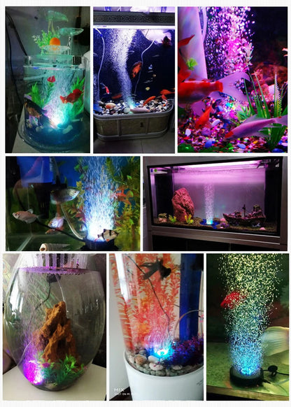 Submersible LED Bubble Light for Fish Tanks — Color-Changing Underwater Air Stone Lamp With Oxygenating Bubbles (12V Safe Design)