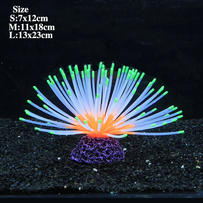 Fluorescent Silicone Sea Urchin Aquarium Ornament – Soft Glow Effect Fish Tank Decor for Vibrant Underwater Landscapes