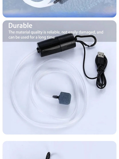 USB Portable Mini Aquarium Air Pump – Rechargeable Oxygenator for Small Fish Tanks & Outdoor Fishing