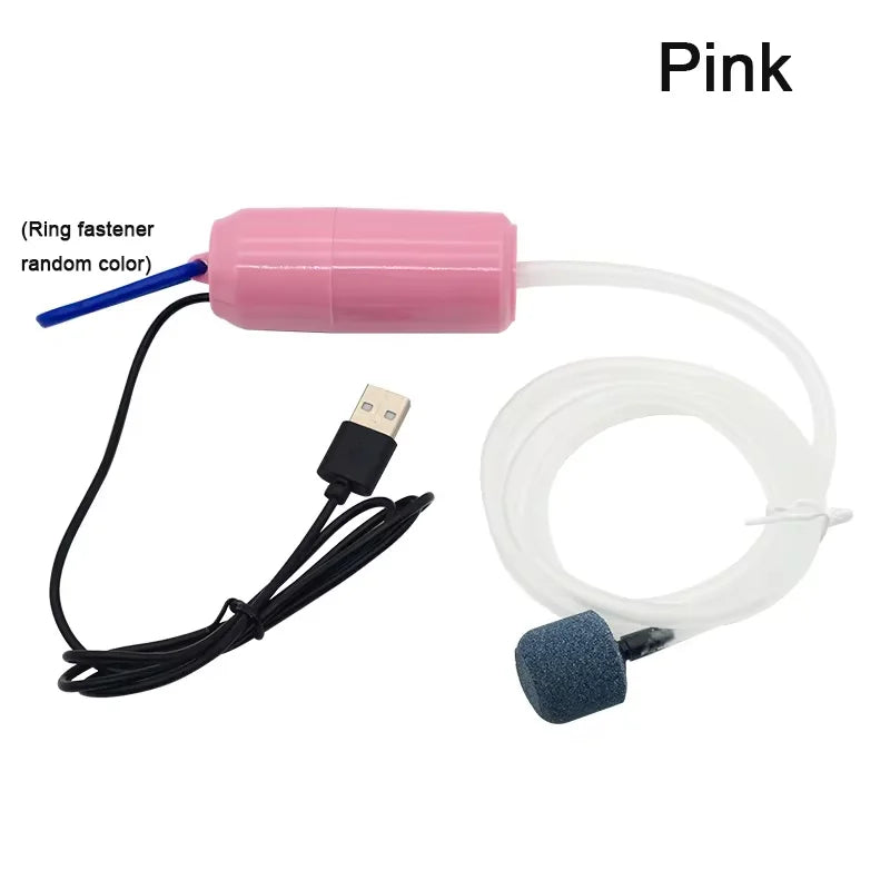 USB Mini Aquarium Air Pump – Silent Oxygenator with Air Stone, Portable 5V Oxygen Aerator for Fish Tanks & Outdoor Use