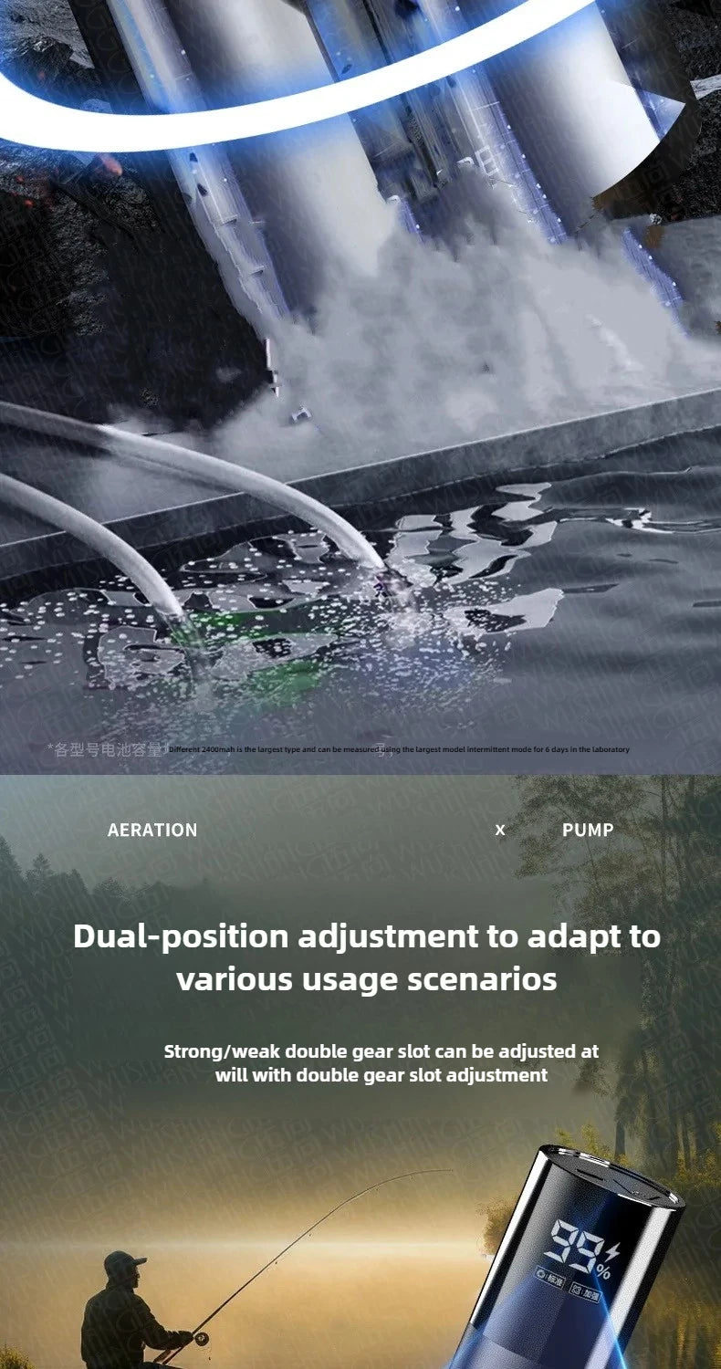 5W USB Rechargeable Oxygen Pump – Portable 48-Hour Aerator for Outdoor Fishing & Aquarium Use