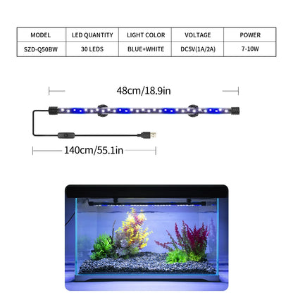 USB LED Aquarium Light Bar for Fish Tanks and Aquatic Plants (18–58 cm, Waterproof)
