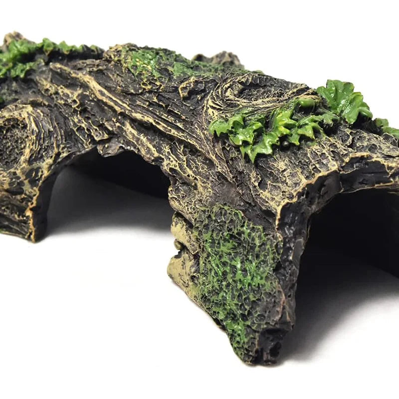 Hollow Tree Trunk Cave Ornament – Natural Aquarium Hideout for Fish & Shrimp, Reptile Shelter Decoration