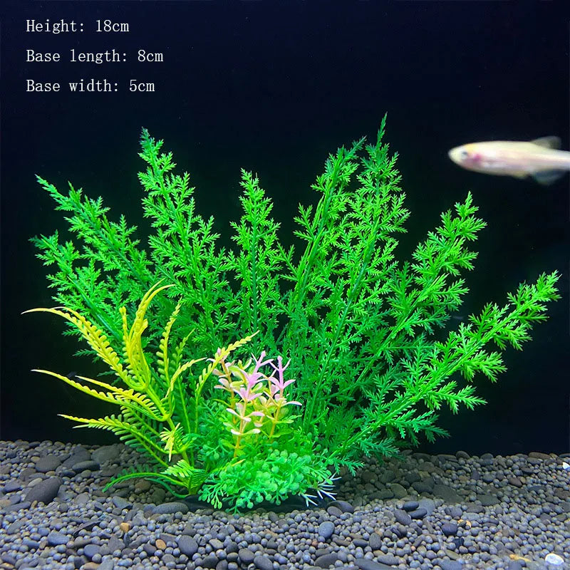 Artificial Underwater Aquarium Plant – Plastic Aquatic Shrub with Resin Base for Fish Tank Decoration
