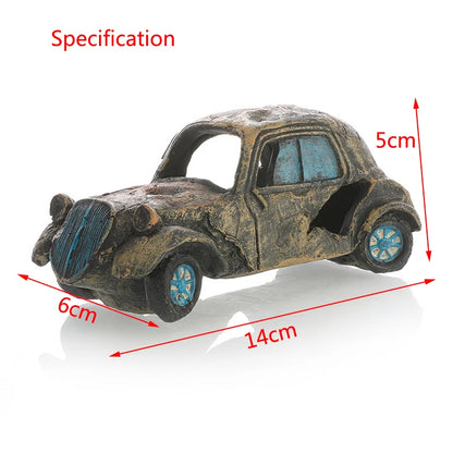 Resin Old Car Aquarium Ornament – Decorative Shelter for Freshwater and Saltwater Tanks