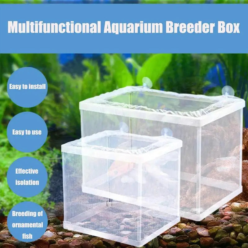 Aquarium Fish Breeder Box with Mesh Isolation and Suction Cup Mount