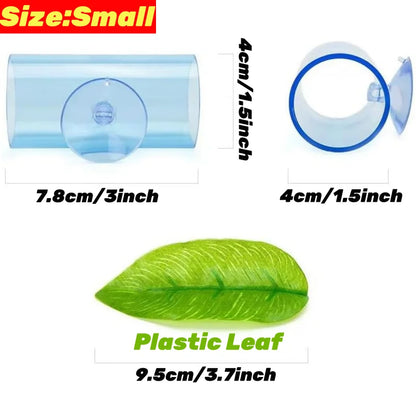 Acrylic Betta Fish Tunnel – Transparent Observation Tube with Leaf Mat | Small Aquarium Hideout & Enrichment Decoration