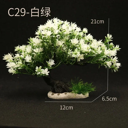 Artificial Aquarium Bonsai Tree – Resin Base with Lush Green Foliage for Aquascaping & Fish Tank Landscaping