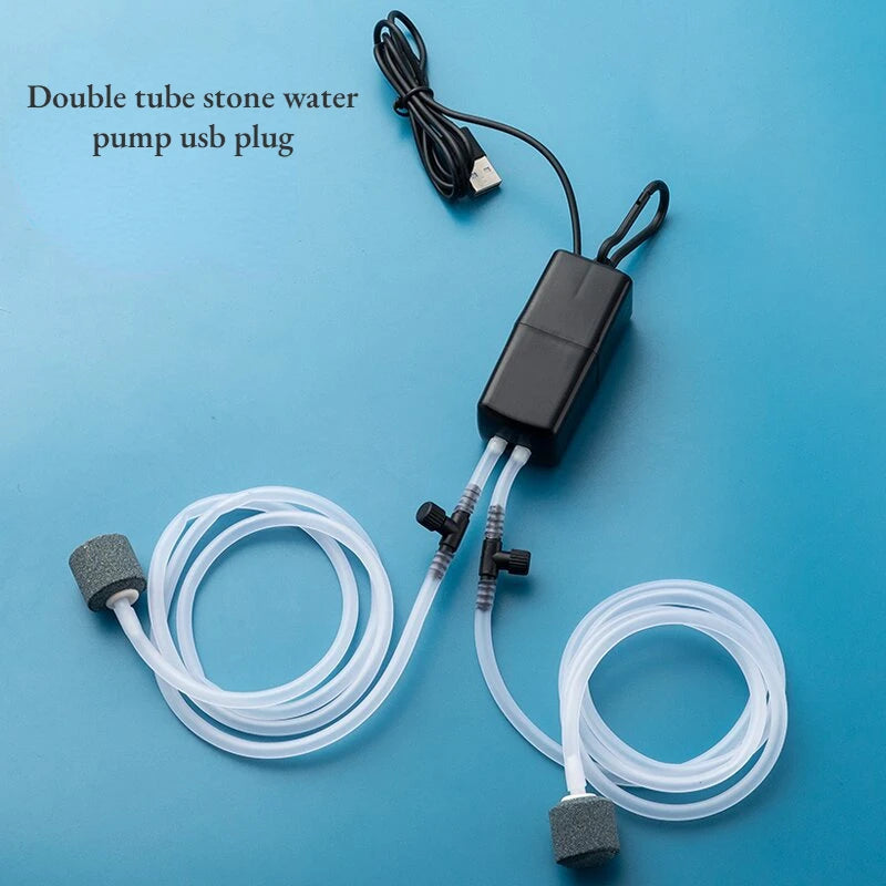 USB Mini Aquarium Air Pump – Silent Oxygen Pump with Air Stone, Energy-Efficient Compact Aerator for Fish Tanks & Aquariums