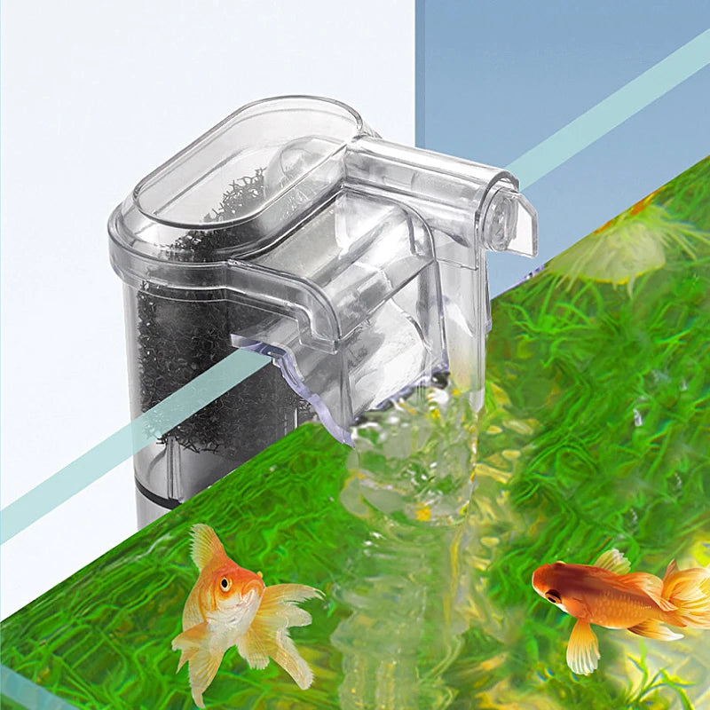 USB Mini Hanging Aquarium Filter – 2.5W Silent External Waterfall Filter, 250L/H Flow, For Fish Tanks Under 30cm