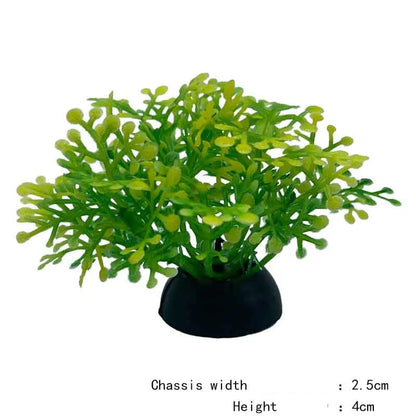 Artificial Underwater Aquarium Plant – Plastic Aquatic Shrub with Resin Base for Fish Tank Decoration