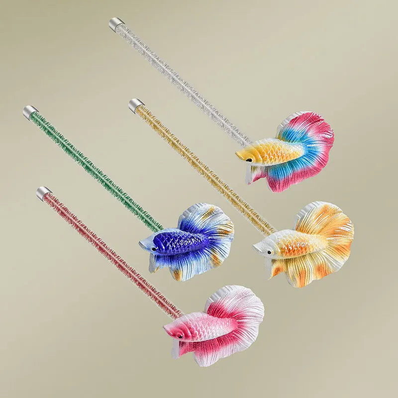 Resin Fighting Fish Training Stick – Interactive Betta Tail Exercise Ornament