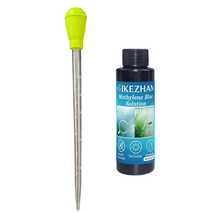 Aquarium Siphon Water Changer + Methylene Blue Treatment Kit | Mini Tank Cleaner & Fish Disease Support