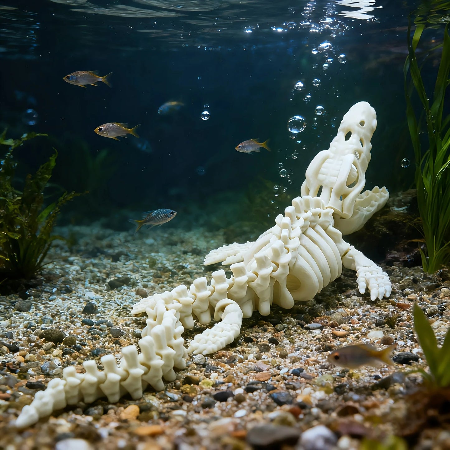 Realistic Mosasaurus Skeleton Replica – Dinosaur Aquarium Ornament for Marine & Fish Tank Displays