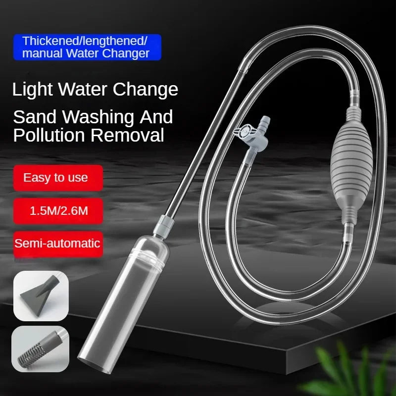 Aquarium Siphon Vacuum Cleaner – Manual Water Changer & Gravel Cleaner Pump for Fish Tanks