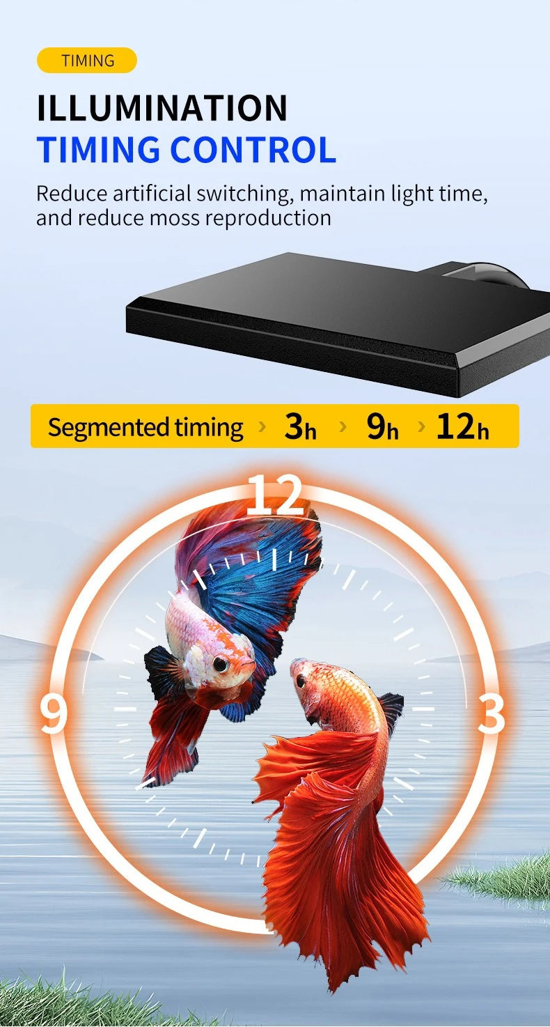 USB Aquarium LED Grow Light – Full Spectrum Clip-On Lamp with 10-Level Brightness, Timer & 360° Adjustable Arm for Planted Tanks