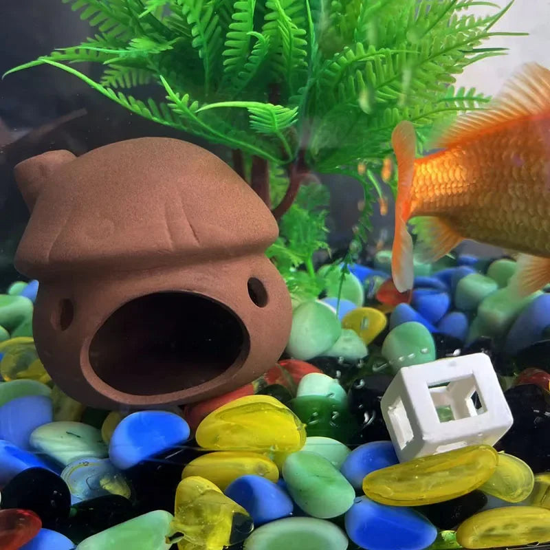 Ceramic Aquarium Shelter Houses – Shrimp & Fish Hiding Caves, Breeding Pots & Natural Stone-Style Tank Decor