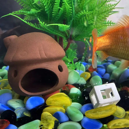 Ceramic Aquarium Shelter Houses – Shrimp & Fish Hiding Caves, Breeding Pots & Natural Stone-Style Tank Decor