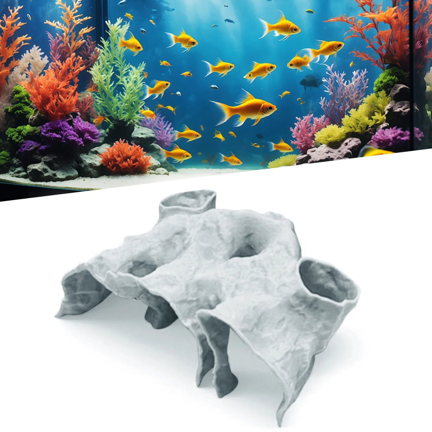 Gravel Tunnel Cave Aquarium Ornament – Smooth Resin Fish Hideout with Natural Curve Design