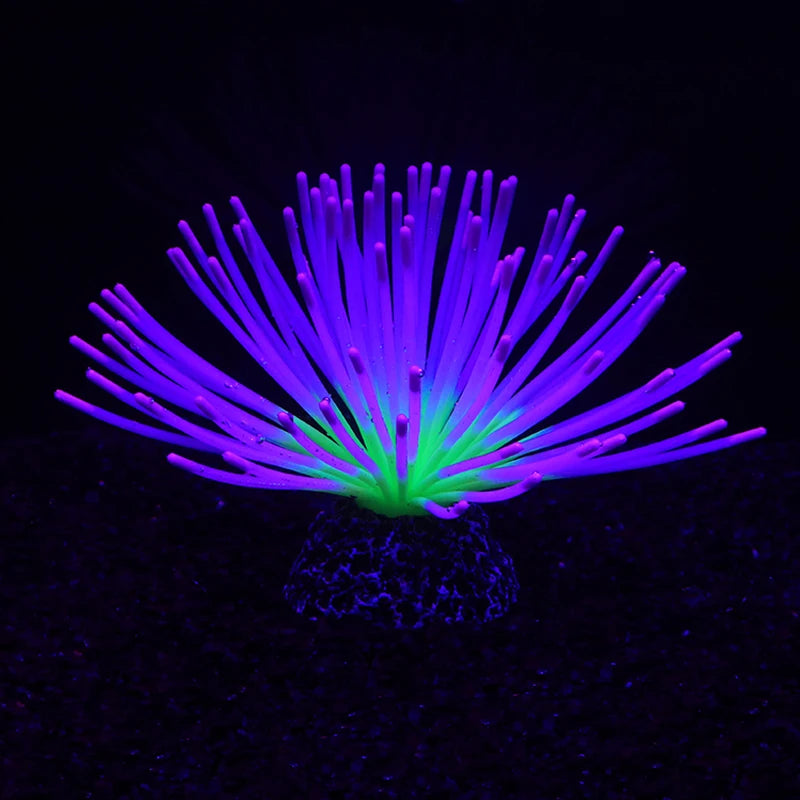 Fluorescent Silicone Sea Urchin Aquarium Ornament – Soft Glow Effect Fish Tank Decor for Vibrant Underwater Landscapes